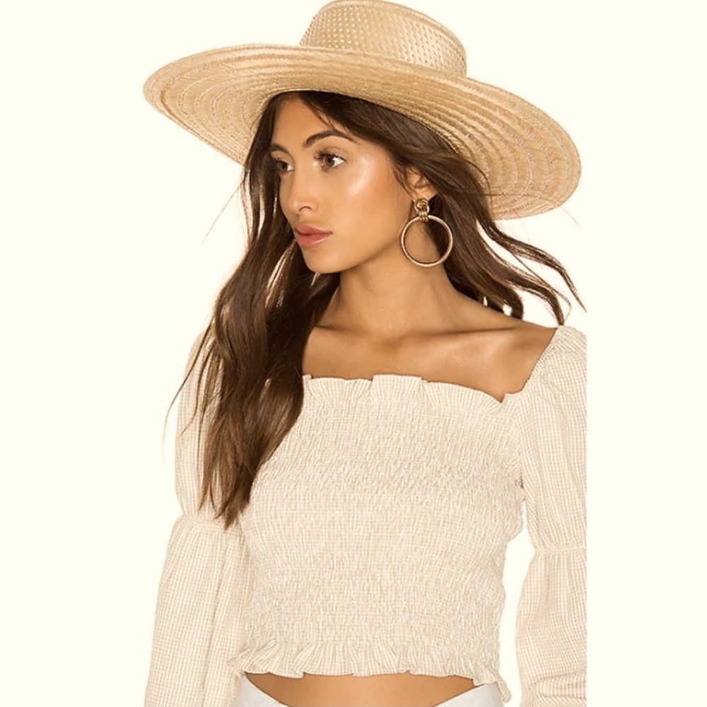 Janessa Leone Elsa Straw Boater Size M NWT